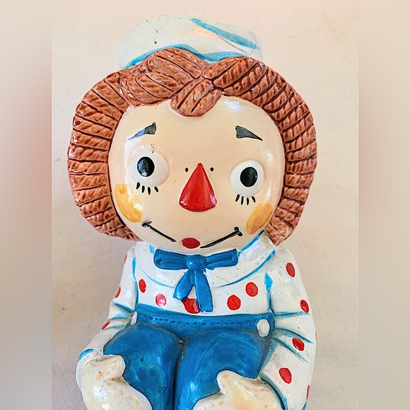 Vintage Raggedy Ann and Andy Chalk-ware Bookends Collectible - Picture 4 of 16